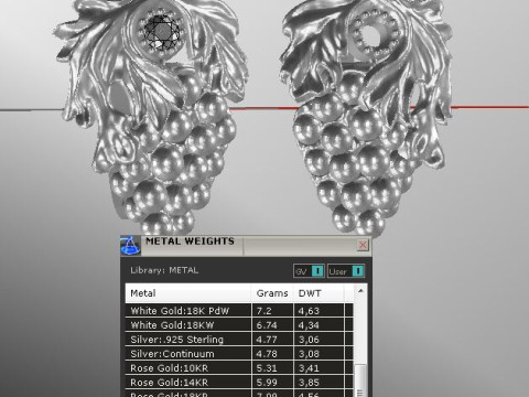 Printable jewelry earring bunch of grapes - STL 3Dプリントモデル
