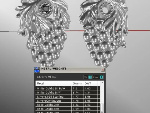 Printable jewelry earring bunch of grapes - STL 3D Print Model