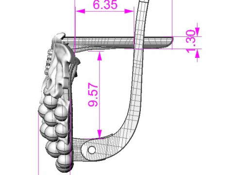 Printable jewelry earring bunch of grapes - STL 3D Print Model