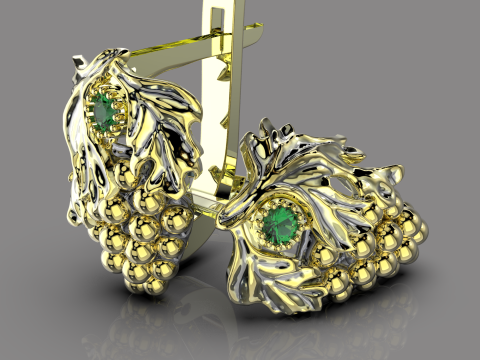 Printable jewelry earring bunch of grapes - STL 3Dプリントモデル