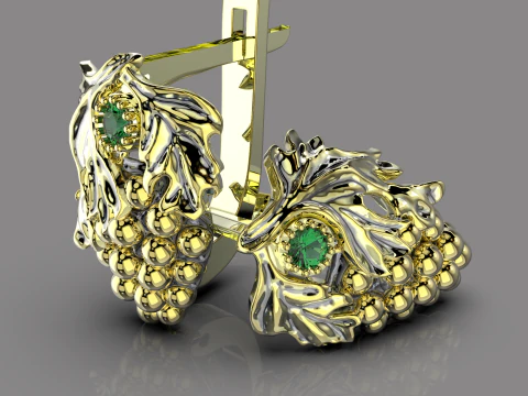 Printable jewelry earring bunch of grapes - STL 3D Print Model