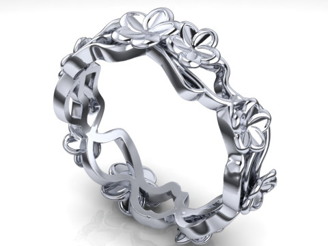 Printable jewelry engagement ring - FLOWERS - STL 3D Print Model