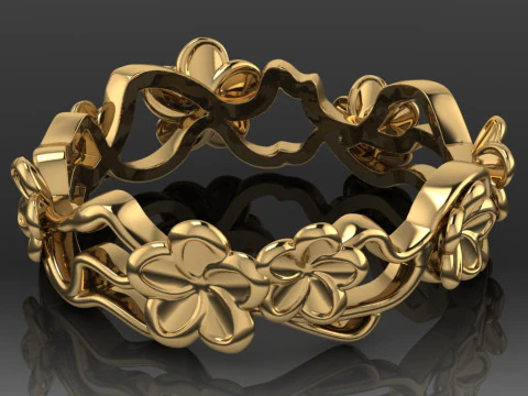 Printable jewelry engagement ring - FLOWERS - STL 3D Print Model