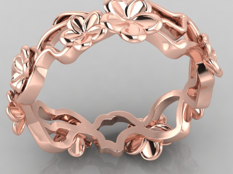 Printable jewelry engagement ring - FLOWERS - STL Modelo de Impressão 3D