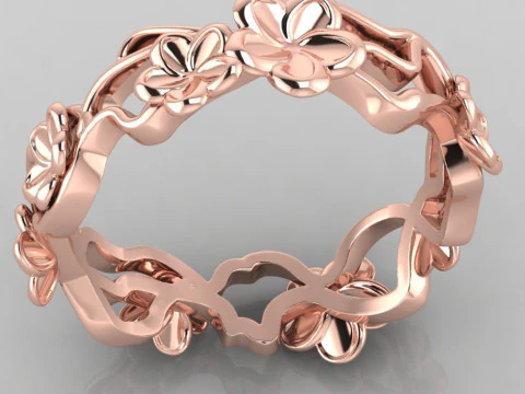 Printable jewelry engagement ring - FLOWERS - STL 3D Print Model