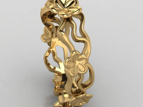 Printable jewelry engagement ring - FLOWERS - STL 3D Print Model