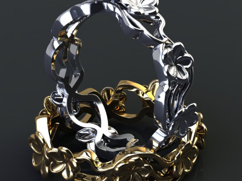 Printable jewelry engagement ring - FLOWERS - STL Modelo de Impressão 3D