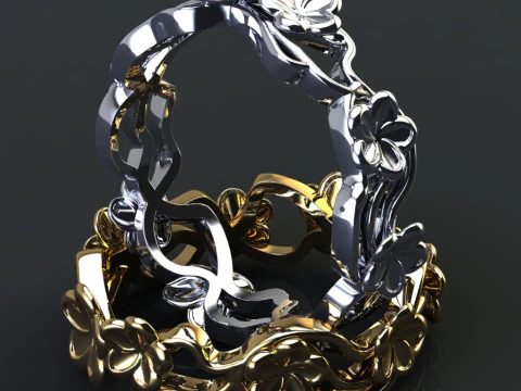Printable jewelry engagement ring - FLOWERS - STL 3D Print Model