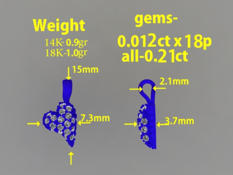 Printable STL jewelry pendant heart 023ct 3D प्रिंट मॉडल