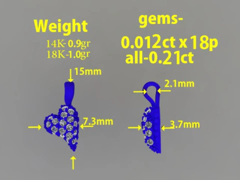 Printable STL jewelry pendant heart 023ct 3D Print Model