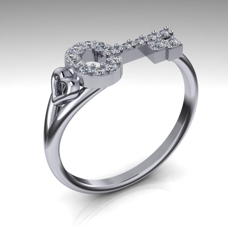 Girls ring - KEY AND HEART -ready to 3d print Modelo de Impressão 3D .c4d .max .obj .3ds .fbx .stl .blend 