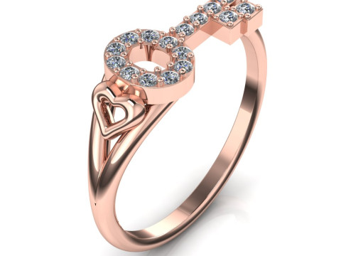 Girls ring - KEY AND HEART -ready to 3d print Modelo de Impressão 3D