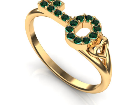 Girls ring - KEY AND HEART -ready to 3d print Modelo de Impressão 3D