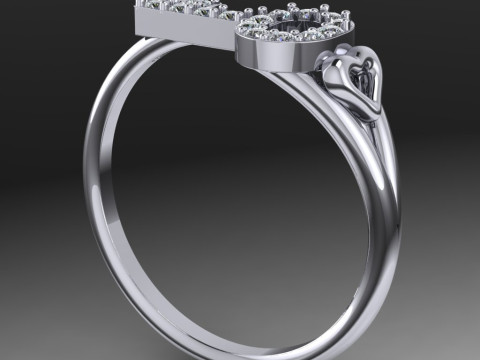 Girls ring - KEY AND HEART -ready to 3d print Modelo de Impressão 3D