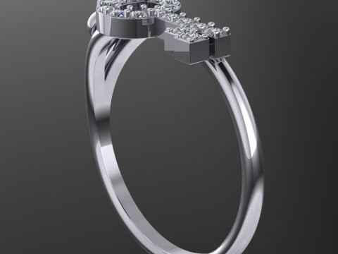 Girls ring - KEY AND HEART -ready to 3d print Modelo de Impressão 3D