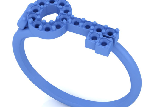 Girls ring - KEY AND HEART -ready to 3d print Modelo de Impressão 3D