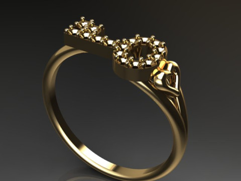 Girls ring - KEY AND HEART -ready to 3d print Modelo de Impressão 3D