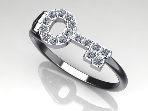 Girls ring - KEY AND HEART -ready to 3d print Modelo de Impressão 3D