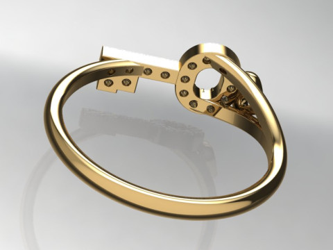 Girls ring - KEY AND HEART -ready to 3d print Modelo de Impressão 3D