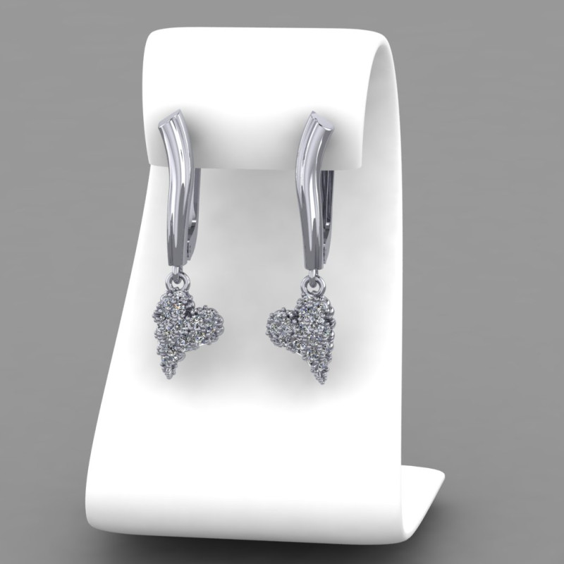 Jewelry earrings heart with diamonds 045ct - Printable STL 3D-Druckmodell .c4d .max .obj .3ds .fbx .stl .blend 