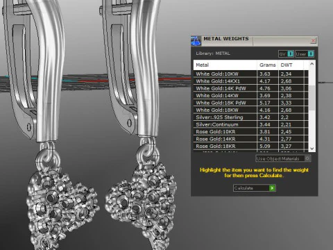 Jewelry earrings heart with diamonds 045ct - Printable STL 3D Print Model