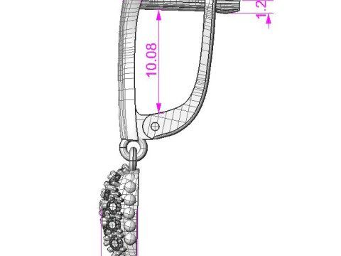 Jewelry earrings heart with diamonds 045ct - Printable STL 3D Print Model