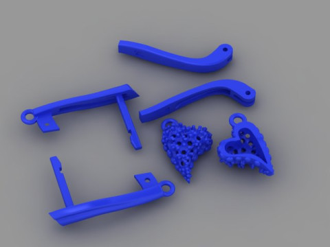 Jewelry earrings heart with diamonds 045ct - Printable STL 3D-Druckmodell