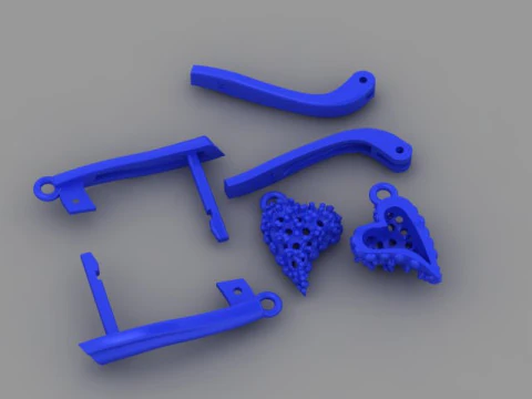 Jewelry earrings heart with diamonds 045ct - Printable STL 3D Print Model