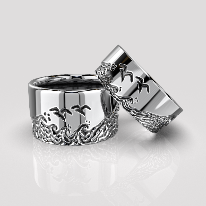 Jewelry engagement ring sea waves Printable STL 5-12 US sizes 3D Print Model .c4d .max .obj .3ds .fbx .stl .blend