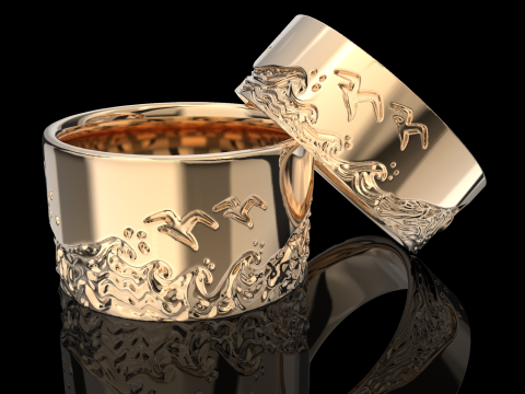 Jewelry engagement ring sea waves Printable STL 5-12 US sizes 3D Print Model