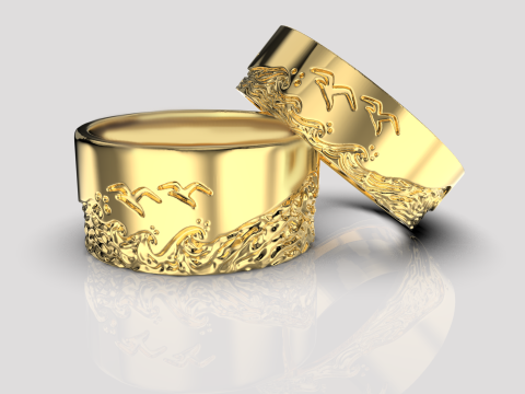 Jewelry engagement ring sea waves Printable STL 5-12 US sizes 3D Print Model