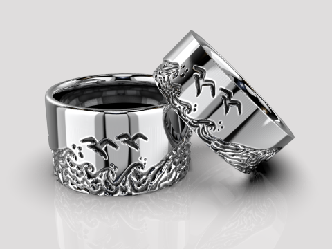 Jewelry engagement ring sea waves Printable STL 5-12 US sizes 3D Print Model