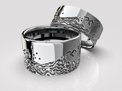 Jewelry engagement ring sea waves Printable STL 5-12 US sizes 3D Print Model