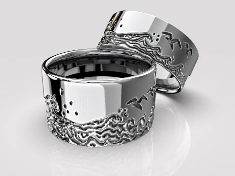 Jewelry engagement ring sea waves Printable STL 5-12 US sizes 3D Print Model