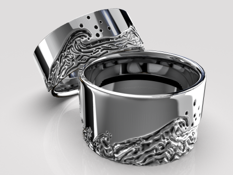 Jewelry engagement ring sea waves Printable STL 5-12 US sizes 3D Print Model