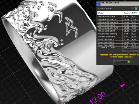 Jewelry engagement ring sea waves Printable STL 5-12 US sizes 3D Print Model