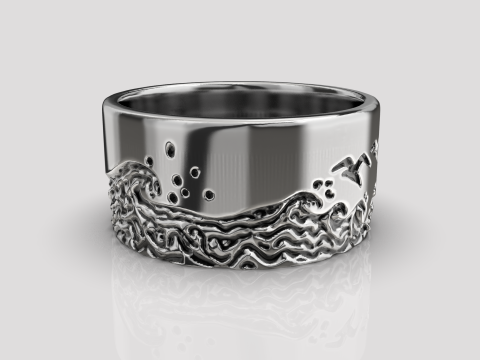 Jewelry engagement ring sea waves Printable STL 5-12 US sizes 3D Print Model