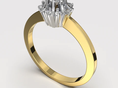 Anello di fidanzamento SOL -017ct - STL stampabile Modello di stampa 3D