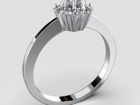 Engagement SOL ring -017ct - printable STL 3D 打印模型
