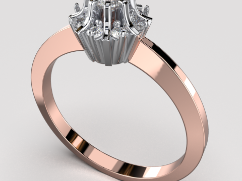 Engagement SOL ring -017ct - printable STL 3D 打印模型