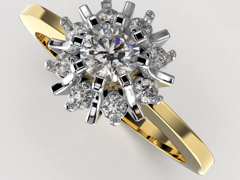 Engagement SOL ring -017ct - printable STL 3D Print Model