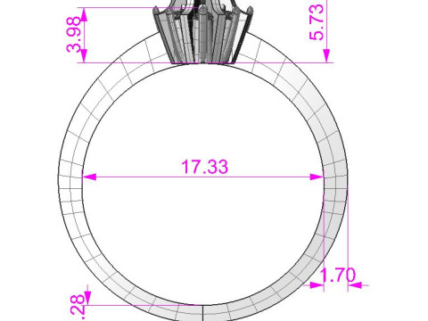 Engagement SOL ring -017ct - printable STL 3D 打印模型