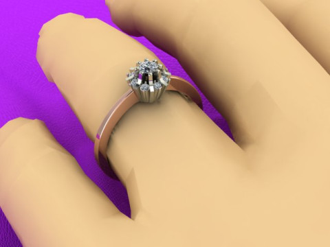 Engagement SOL ring -017ct - printable STL 3D 打印模型