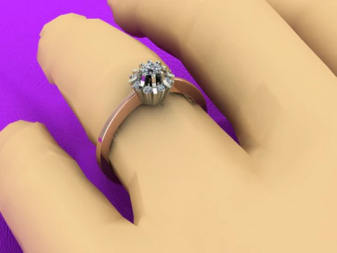 Engagement SOL ring -017ct - printable STL 3D Print Model