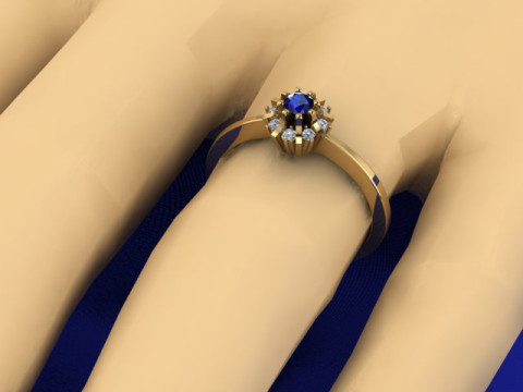 Engagement SOL ring -017ct - printable STL 3D 打印模型