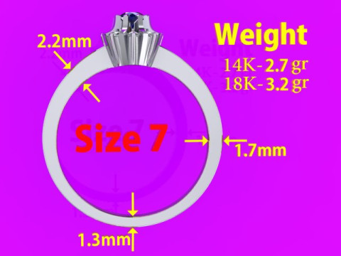 Engagement SOL ring -017ct - printable STL 3D 打印模型