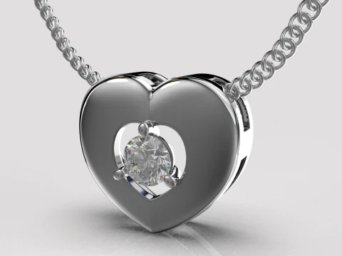 Ювелірна підвіска серце з діамантом 01ct Printable STL 3D Принт Модель