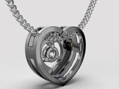 Jewelry pendant heart with diamond 01ct Printable STL 3D Принт Модель