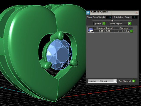 Jewelry pendant heart with diamond 01ct Printable STL 3D Принт Модель