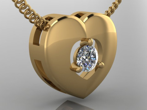 Jewelry pendant heart with diamond 01ct Printable STL 3D Принт Модель